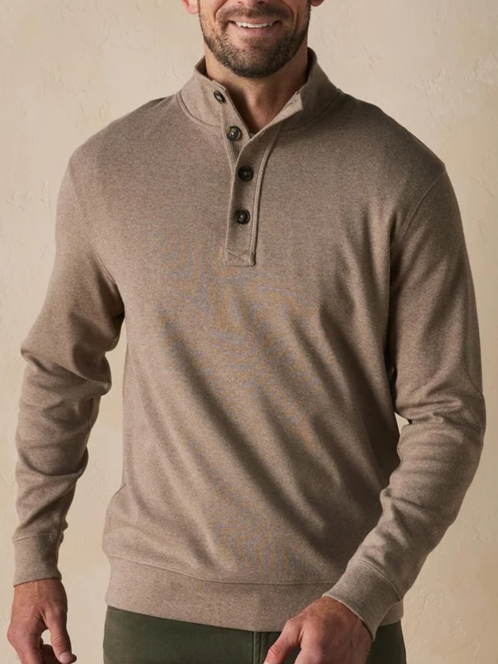 The Normal Brand Puremeso Button Popover Taupe Men’s Size M Business Casual